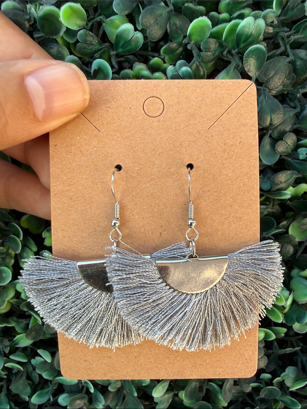 Hand Crafted Silver Fan Tassel Drop Earrings